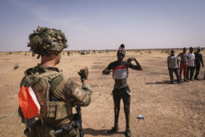 Burkina Faso, april 2021. French army soldiers looking for terrorist people into Sahel desert during barkhane operation.
