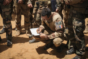Burkina Faso, april 2021. French army soldiers prepare a mission into Sahel desert during barkhane operation.Burkina Fa