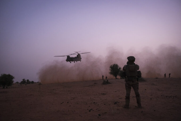 Burkina Faso, april 2021. British chinook helicoptere during operation barkhane, french military war against terrorism i