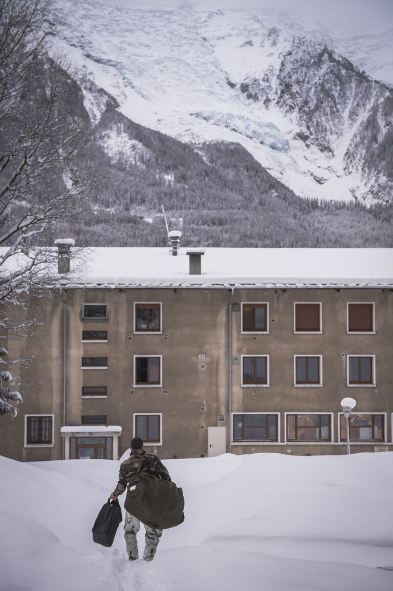 France, Chamonix, 2015-01-29. French mountain soldiers have special training in a special school in Chamonix, the most i
