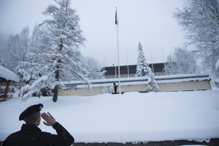 France, Chamonix, 2015-01-29. French mountain soldiers have special training in a special school in Chamonix, the most i
