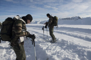 France, Chamonix, 2015-01-29. French mountain soldiers have special training in a special school in Chamonix, the most i
