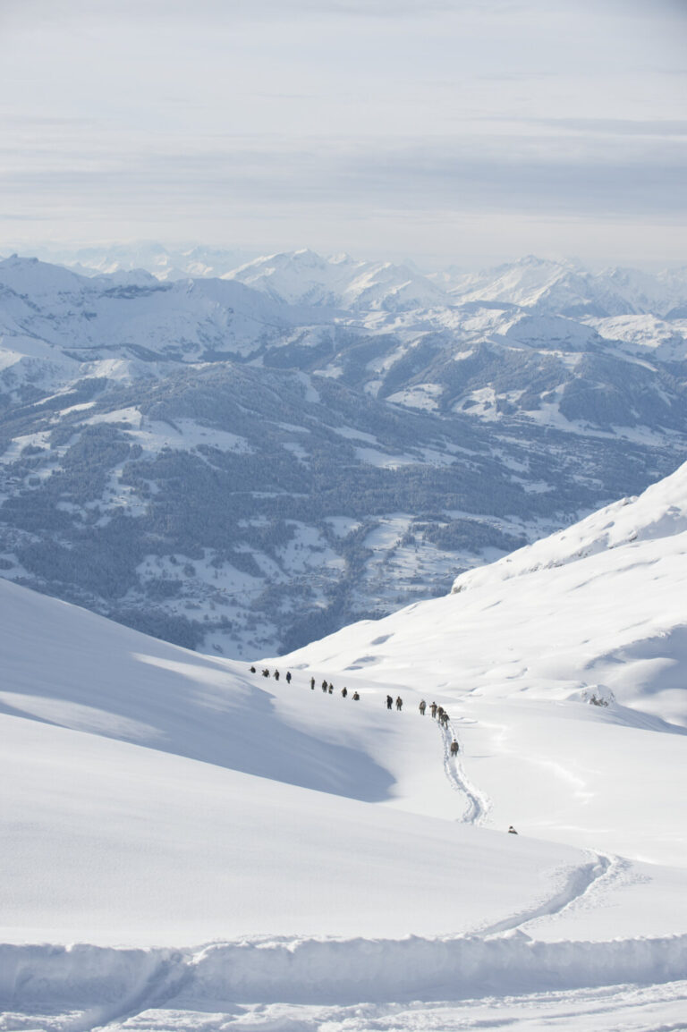 France, Chamonix, 2015-01-29. French mountain soldiers have special training in a special school in Chamonix, the most i