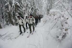 France, Chamonix, 2015-01-29. French mountain soldiers have special training in a special school in Chamonix, the most i