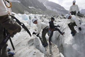 France, Chamonix, 2015-07-01. French mountain soldiers have special training in a special school in Chamonix, the most i