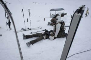France, Chamonix, 2016-03-02. French mountain soldiers have special training in a special school in Chamonix, the most i