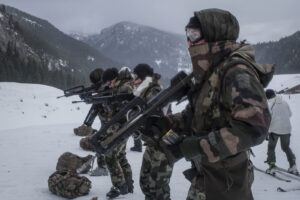 France, Chamonix, 2016-03-02. French mountain soldiers have special training in a special school in Chamonix, the most i