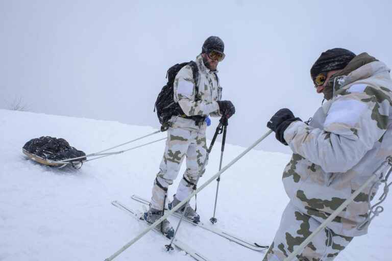 France, Chamonix, 2016-03-02. French mountain soldiers have special training in a special school in Chamonix, the most i