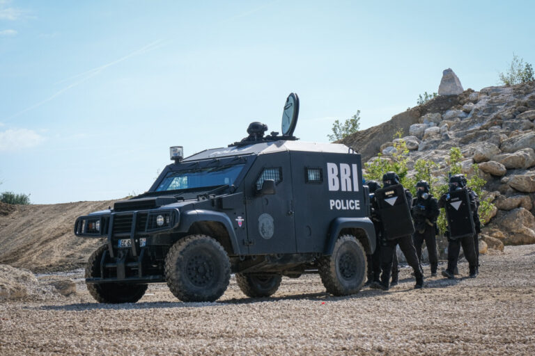France, Paris, 2022-06-12. Demonstration of french special police forces (BRI) during Eurosatory international land and 