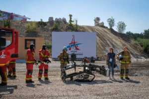 France, Paris, 2022-06-12. Demonstration of firemen from BSPP during Eurosatory international land and airland defence a