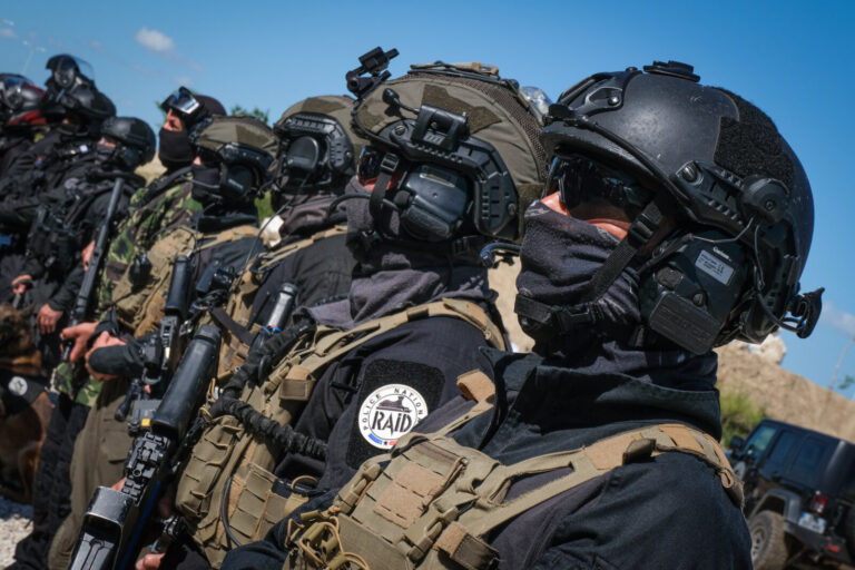 France, Paris, 2022-06-12. Exhibition of RAID (special police forces) during Eurosatory international land and airland d
