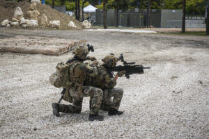 France, Paris, 2024-06-16. Dynamic exhibition of special forces from army and police during Eurosatory, the world event 