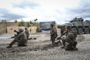 France, Paris, 2024-06-16. Dynamic exhibition of special forces from army and police during Eurosatory, the world event 