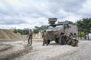 France, Paris, 2024-06-16. Dynamic exhibition of special forces from army and police during Eurosatory, the world event 