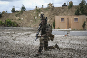 France, Paris, 2024-06-16. Dynamic exhibition of special forces from army and police during Eurosatory, the world event 