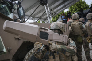France, Paris, 2024-06-16. Dynamic exhibition of special forces from army and police during Eurosatory, the world event 