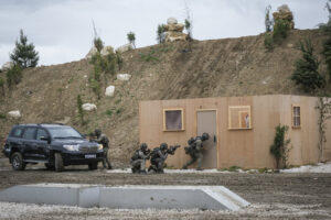France, Paris, 2024-06-16. Dynamic exhibition of special forces from army and police during Eurosatory, the world event 