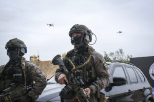 France, Paris, 2024-06-16. Dynamic exhibition of special forces from army and police during Eurosatory, the world event 