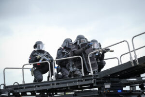 France, Paris, 2024-06-16. Dynamic exhibition of special forces from army and police during Eurosatory, the world event 