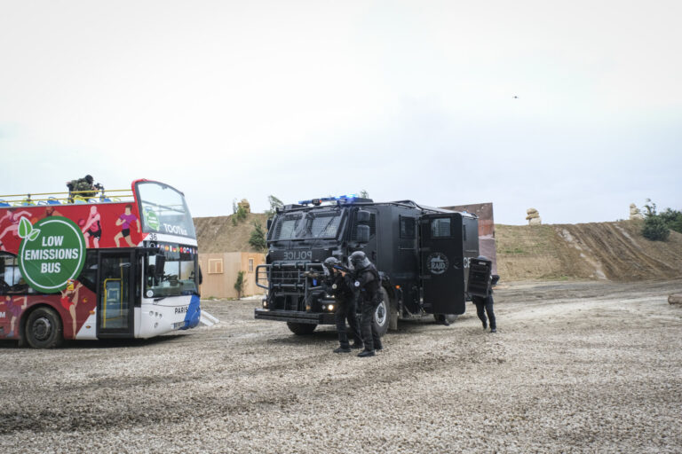 France, Paris, 2024-06-16. Dynamic exhibition of special forces from army and police during Eurosatory, the world event 
