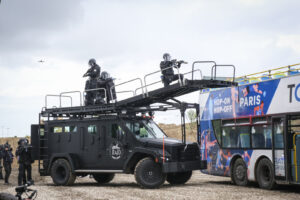 France, Paris, 2024-06-16. Dynamic exhibition of special forces from army and police during Eurosatory, the world event 