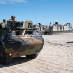 Exercice Bold Alligator 2017 au camp Lejeune (USA), base de la 2e division du corps des Marines (USMC).  Sur la plage d'
