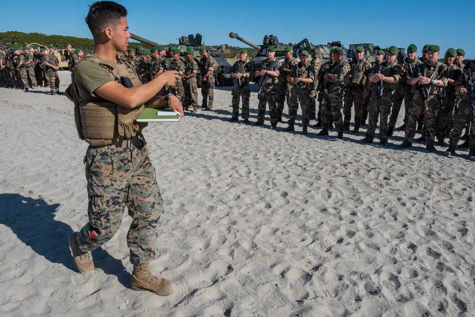Exercice Bold Alligator 2017 au camp Lejeune (USA), base de la 2e division du corps des Marines (USMC). Rassemblement du