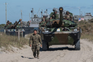 Exercice Bold Alligator 2017 au camp Lejeune (USA), base de la 2e division du corps des Marines (USMC). Sur la plage d'O