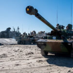 Exercice Bold Alligator 2017 au camp Lejeune (USA), base de la 2e division du corps des Marines (USMC). Un peloton d'AMX