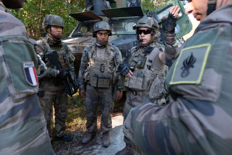 Exercice Bold Alligator 2017 au camp Lejeune (USA), base de la 2e division du corps des Marines (USMC). Un chef de group