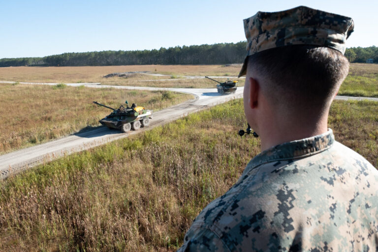 Exercice Bold Alligator 2017 au camp Lejeune (USA), base de la 2e division du corps des Marines (USMC). Cet exercice amp