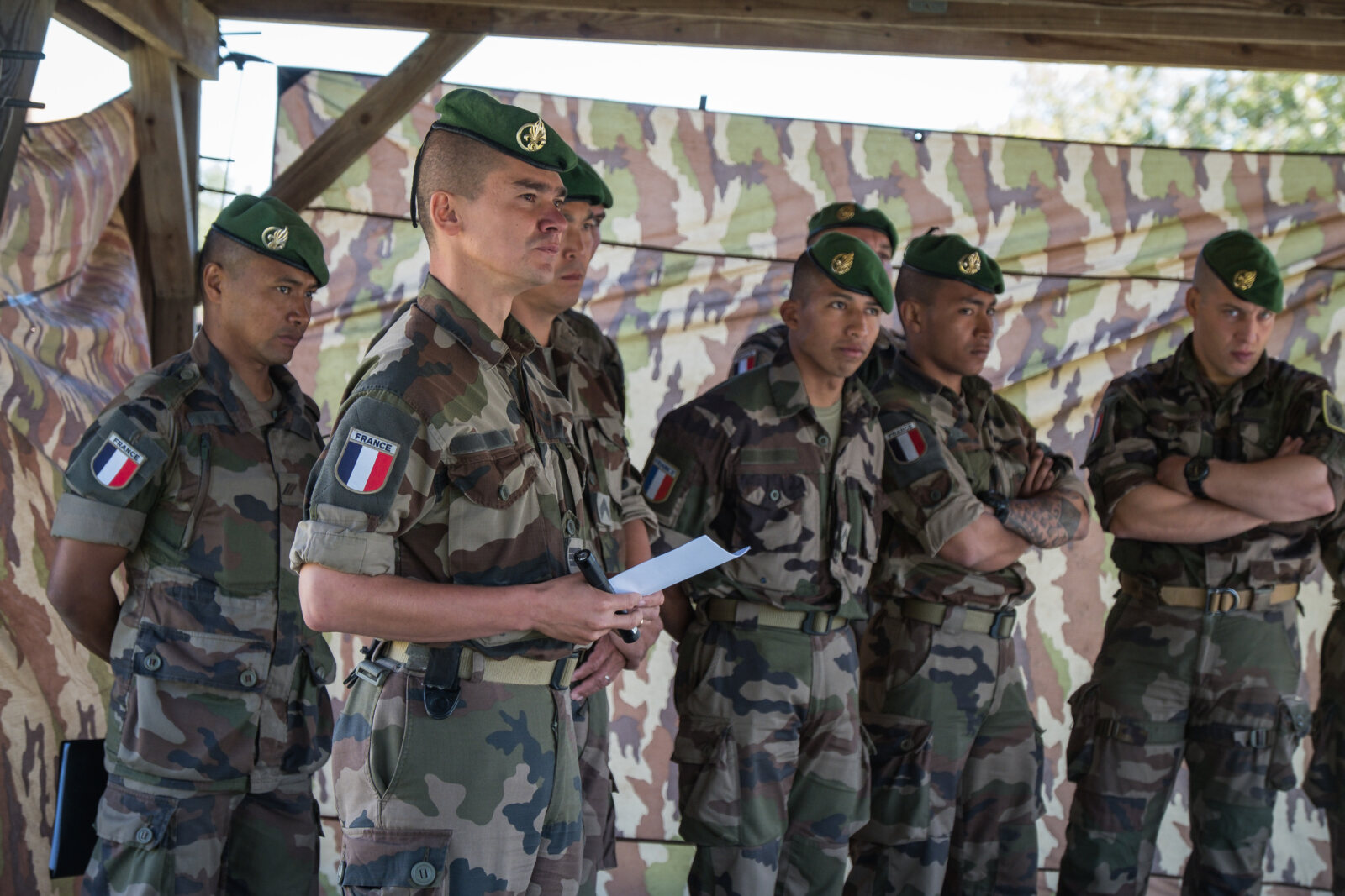 USA, Jacksonville, 2017-10-17. French soldiers in a camp getting ready for the Amphibious Bold Alligator Exercise organi