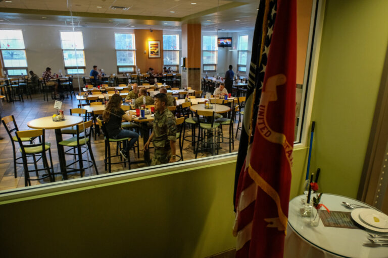 USA, Jacksonville, 2017-10-21. Soldiers on a restaurant having rest before the Amphibious Bold Alligator Exercise organi