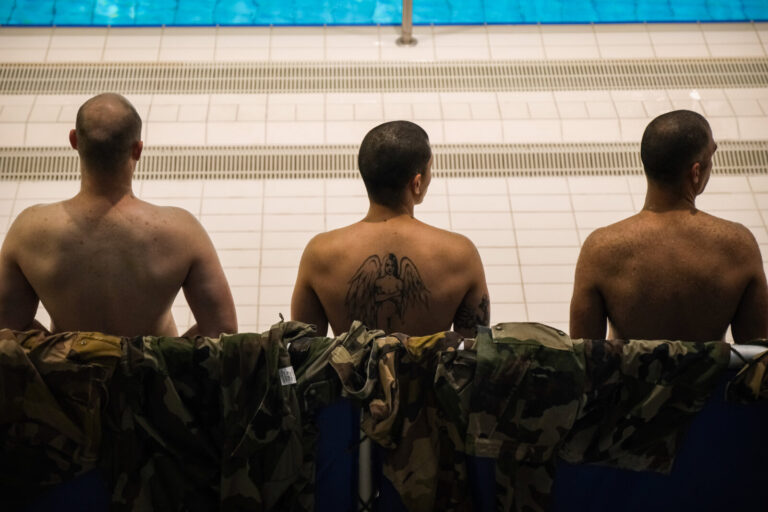 France, Castelnaudary, 2022-01-22. Training of foreign legion soldiers in south of France, at the 4th Regiment. Photogra