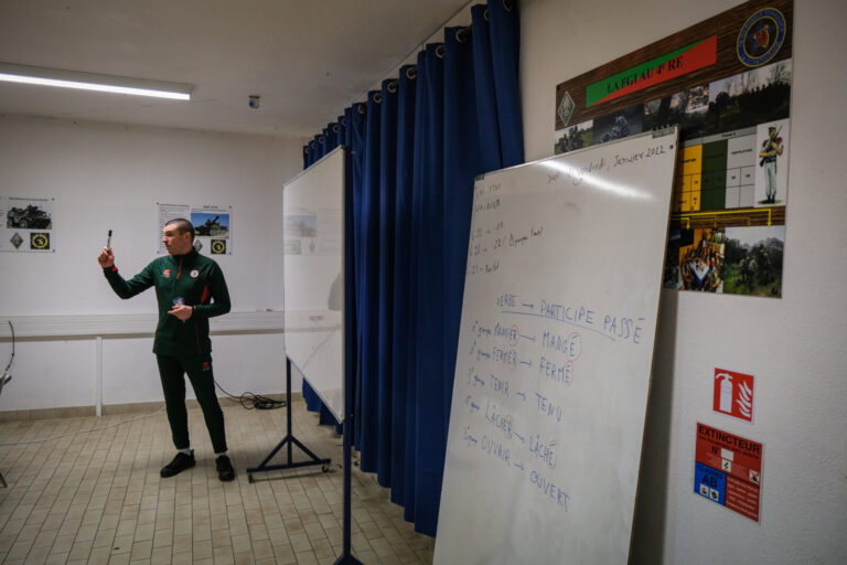 France, Castelnaudary, 2022-01-22. Training of foreign legion soldiers in south of France, at the 4th Regiment. Photogra
