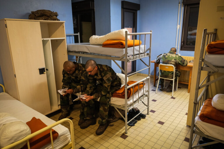 France, Castelnaudary, 2022-01-22. Training of foreign legion soldiers in south of France, at the 4th Regiment. Photogra