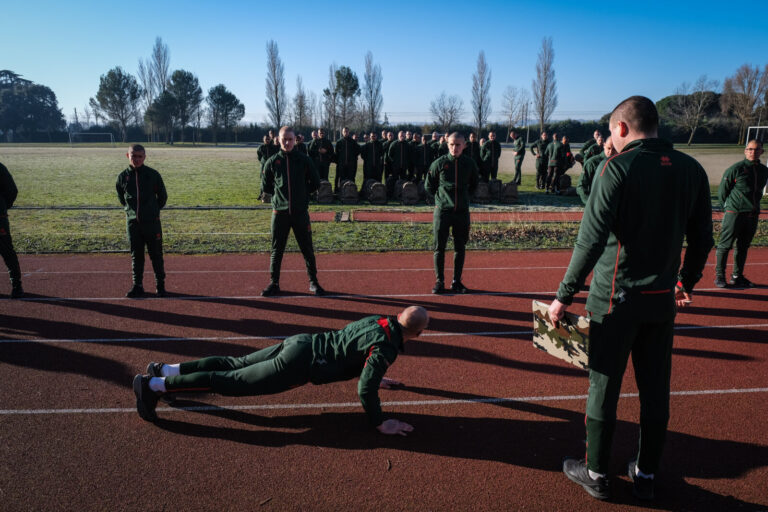 France, Castelnaudary, 2022-01-23. Training of foreign legion soldiers in south of France, at the 4th Regiment. Photogra