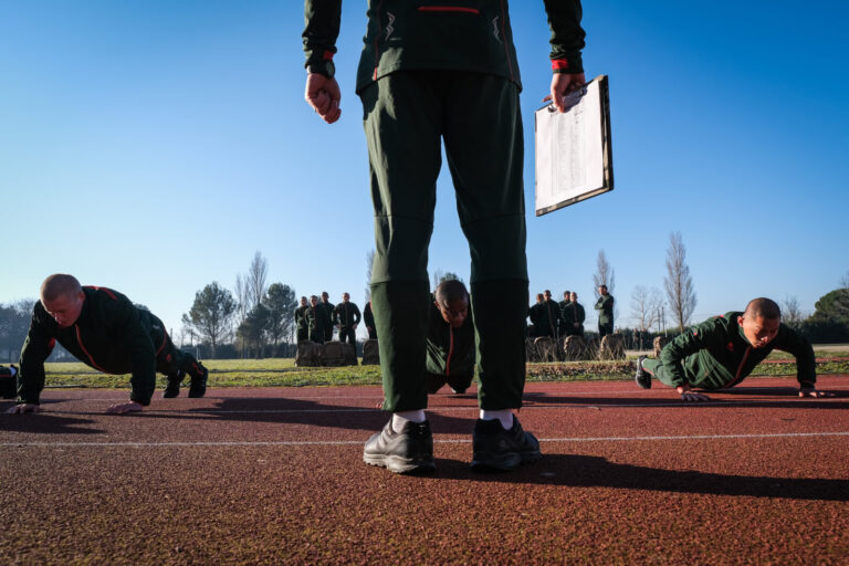 France, Castelnaudary, 2022-01-23. Training of foreign legion soldiers in south of France, at the 4th Regiment. Photogra