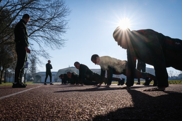 France, Castelnaudary, 2022-01-23. Training of foreign legion soldiers in south of France, at the 4th Regiment. Photogra