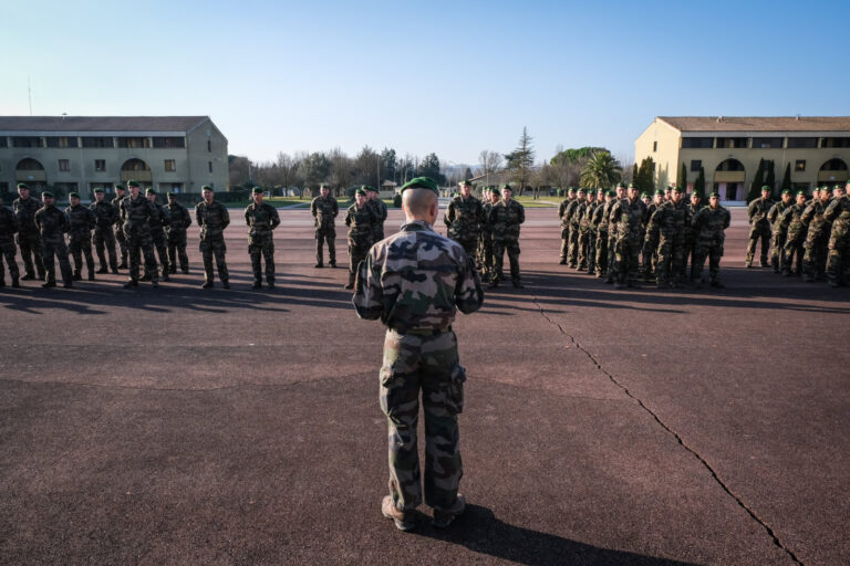 France, Castelnaudary, 2022-01-24. Training of foreign legion soldiers in south of France, at the 4th Regiment. Photogra