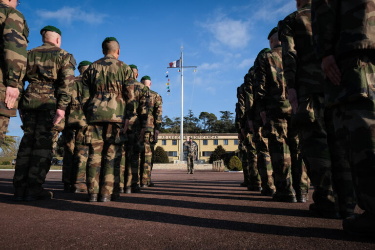 France, Castelnaudary, 2022-01-24. Training of foreign legion soldiers in south of France, at the 4th Regiment. Photogra