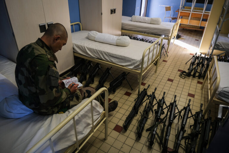 France, Castelnaudary, 2022-01-24. Training of foreign legion soldiers in south of France, at the 4th Regiment. Photogra