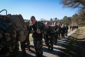 France, Castelnaudary, 2022-01-24. Training of foreign legion soldiers in south of France, at the 4th Regiment. Photogra
