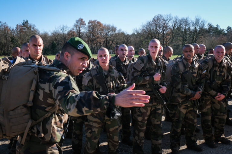 France, Castelnaudary, 2022-01-24. Training of foreign legion soldiers in south of France, at the 4th Regiment. Photogra