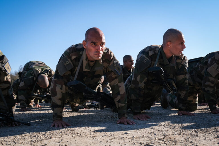 France, Castelnaudary, 2022-01-24. Training of foreign legion soldiers in south of France, at the 4th Regiment. Photogra