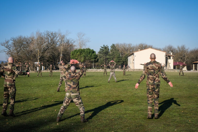 France, Castelnaudary, 2022-01-26. Training of foreign legion soldiers in south of France, at the 4th Regiment. Photogra