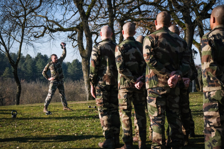 France, Castelnaudary, 2022-01-26. Training of foreign legion soldiers in south of France, at the 4th Regiment. Photogra