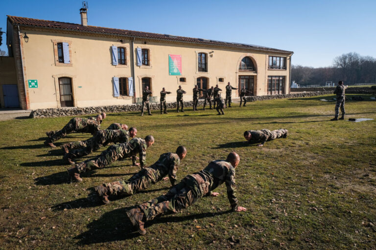 France, Castelnaudary, 2022-01-26. Training of foreign legion soldiers in south of France, at the 4th Regiment. Photogra