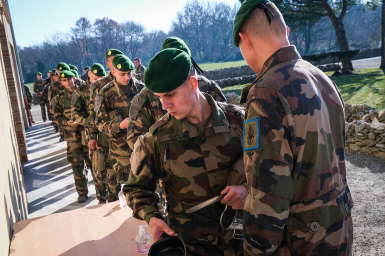 France, Castelnaudary, 2022-01-26. Training of foreign legion soldiers in south of France, at the 4th Regiment. Photogra