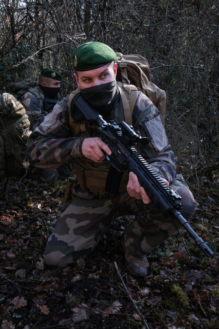 France, Castelnaudary, 2022-01-26. Training of foreign legion soldiers in south of France, at the 4th Regiment. Photogra